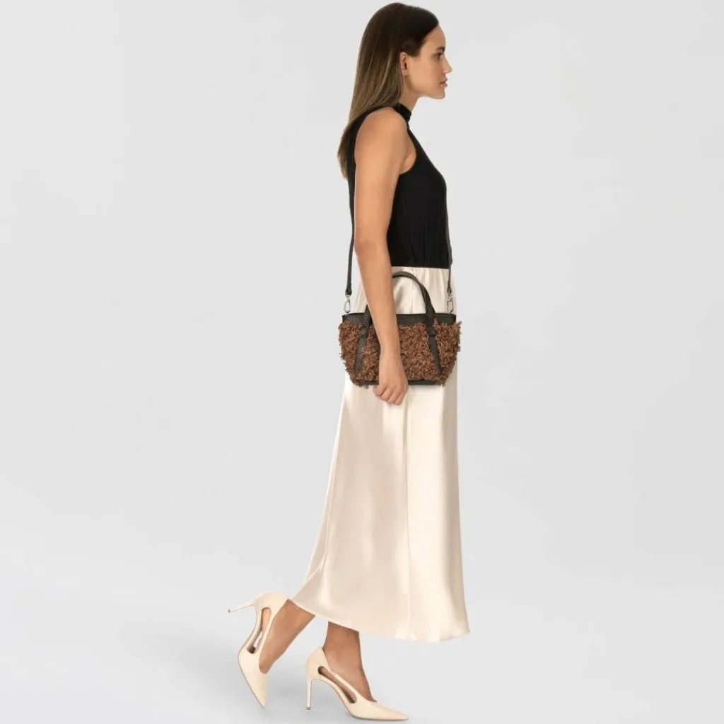 abro Schultertaschen|Henkeltaschen<Cosmo Schultertasche Leder 24 cm camel