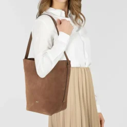 abro Schultertaschen|Henkeltaschen<Cosmo Schultertasche Leder 31 cm camel