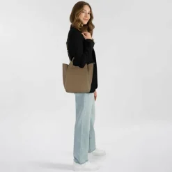 abro Shopper|Henkeltaschen<Essential Shopper Tasche Leder 30 cm military