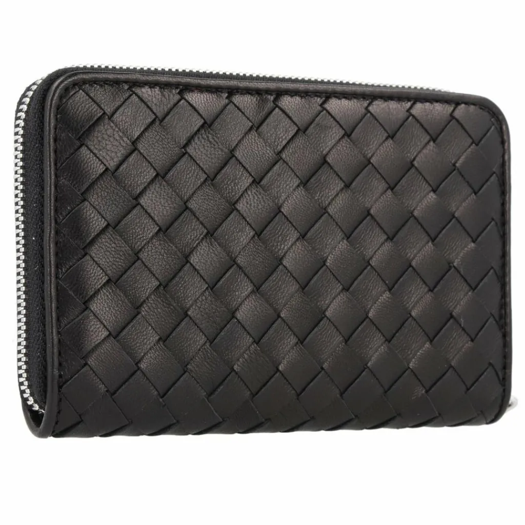 abro Damengeldbörsen Querformat<Piuma Geldbörse Leder 15 cm black-nickel