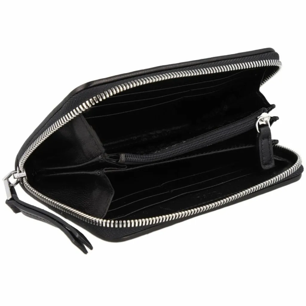 abro Damengeldbörsen Querformat<Piuma Geldbörse Leder 15 cm black-nickel