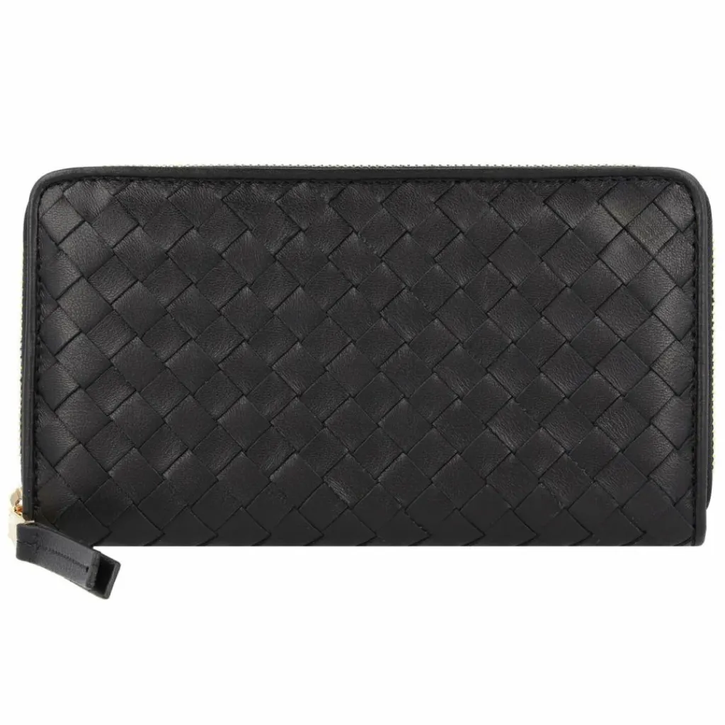 abro Damengeldbörsen Querformat<Piuma Geldbörse Leder 19 cm black-gold