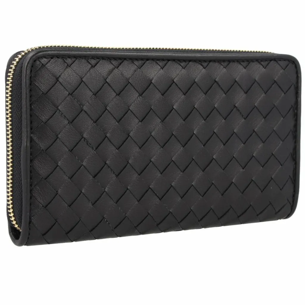 abro Damengeldbörsen Querformat<Piuma Geldbörse Leder 19 cm black-gold