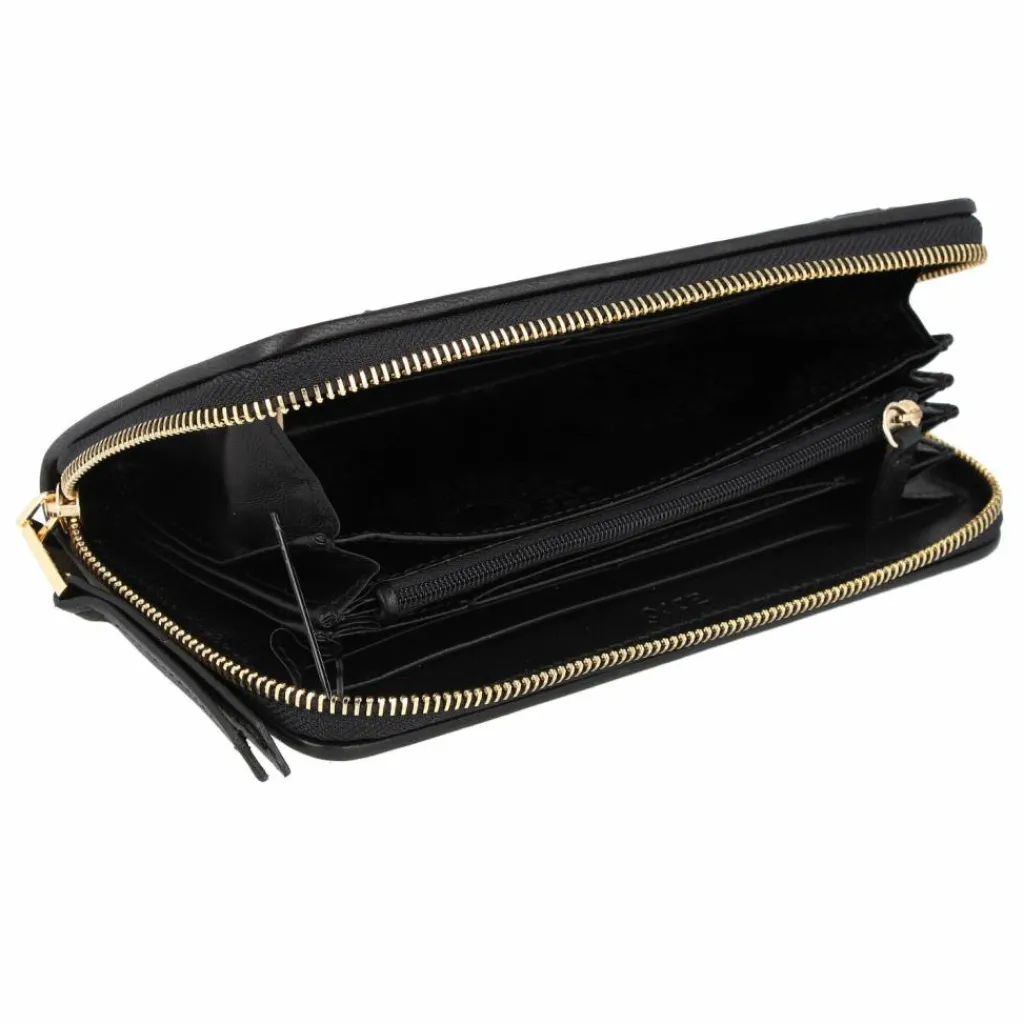 abro Damengeldbörsen Querformat<Piuma Geldbörse Leder 19 cm black-gold