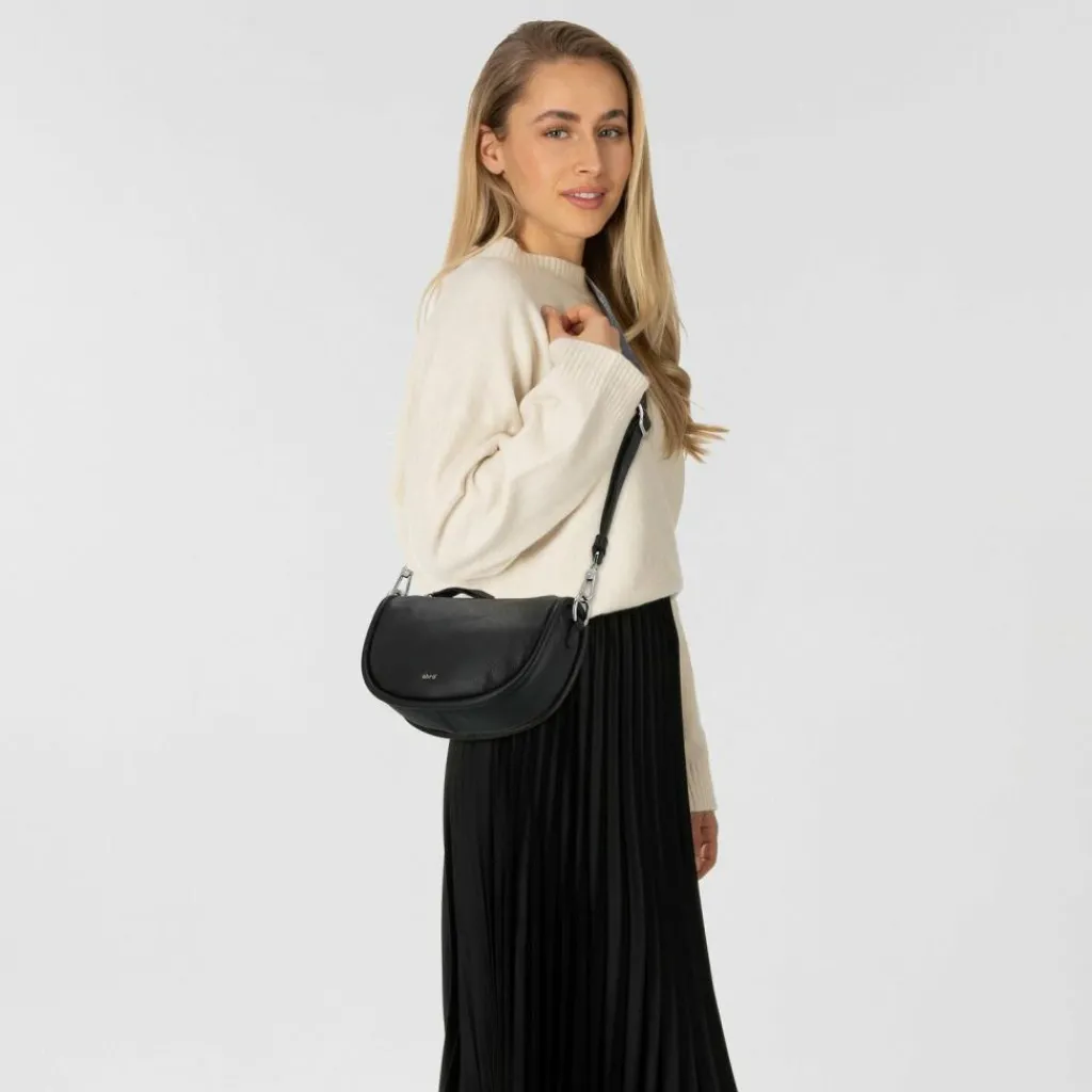 New abro Willow Schultertasche Leder 21 cm black-nickel