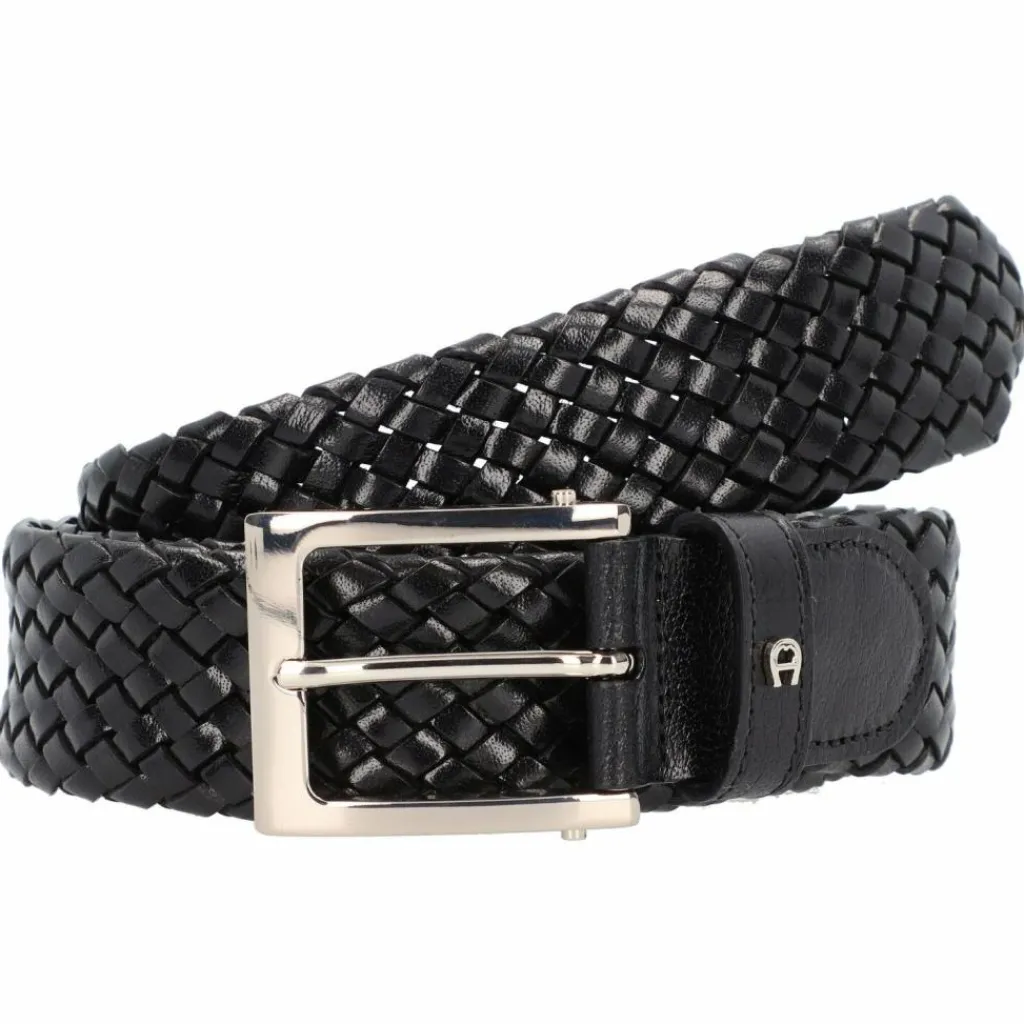 AIGNER Herrengürtel<Business Flechtgürtel Leder black
