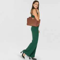 AIGNER Henkeltaschen|Schultertaschen<Farah Schultertasche Leder 38 cm cognac brown