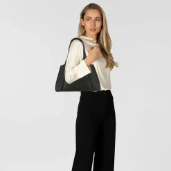 AIGNER Schultertaschen|Henkeltaschen<Kayla Schultertasche Leder 49 cm black