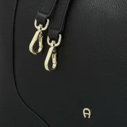 Sale AIGNER Mara Schultertasche Leder 33 cm black