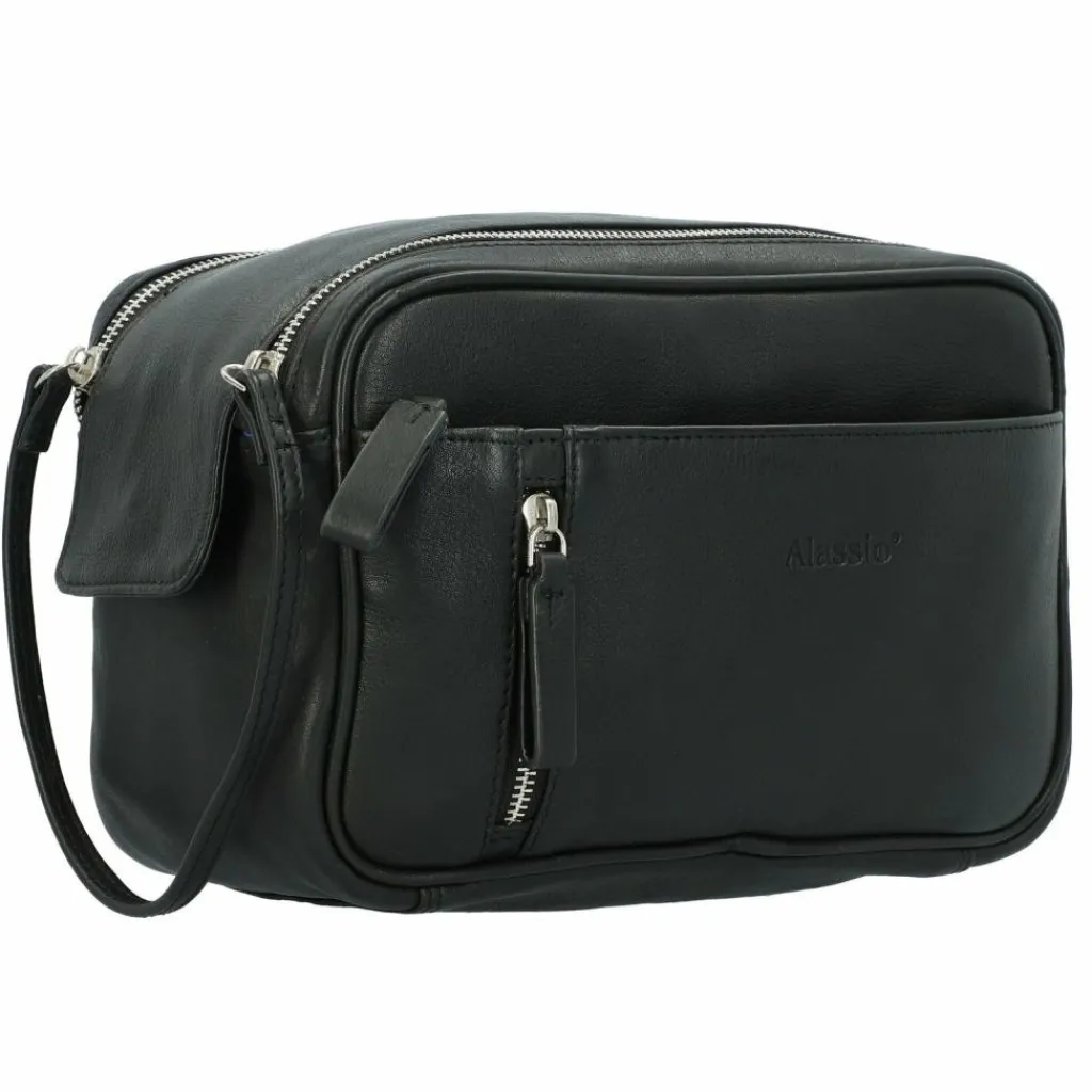 Alassio Kulturbeutel<Kulturbeutel Leder 24.5 cm schwarz