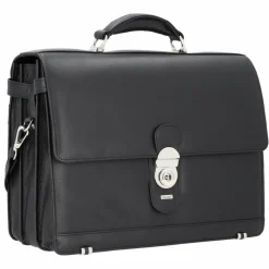 Outlet Alassio Monza Aktentasche Leder 38 cm Laptopfach schwarz