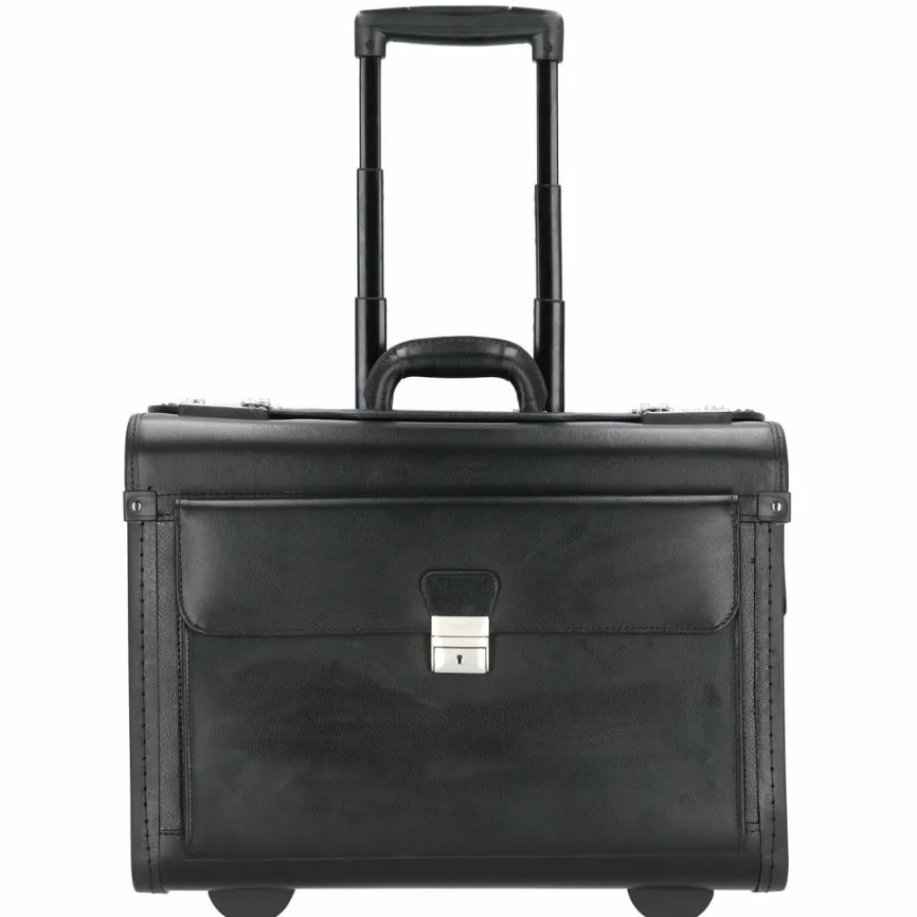 Discount Alassio 2-Rollen Pilotenkoffer Leder 48 cm Laptopfach schwarz