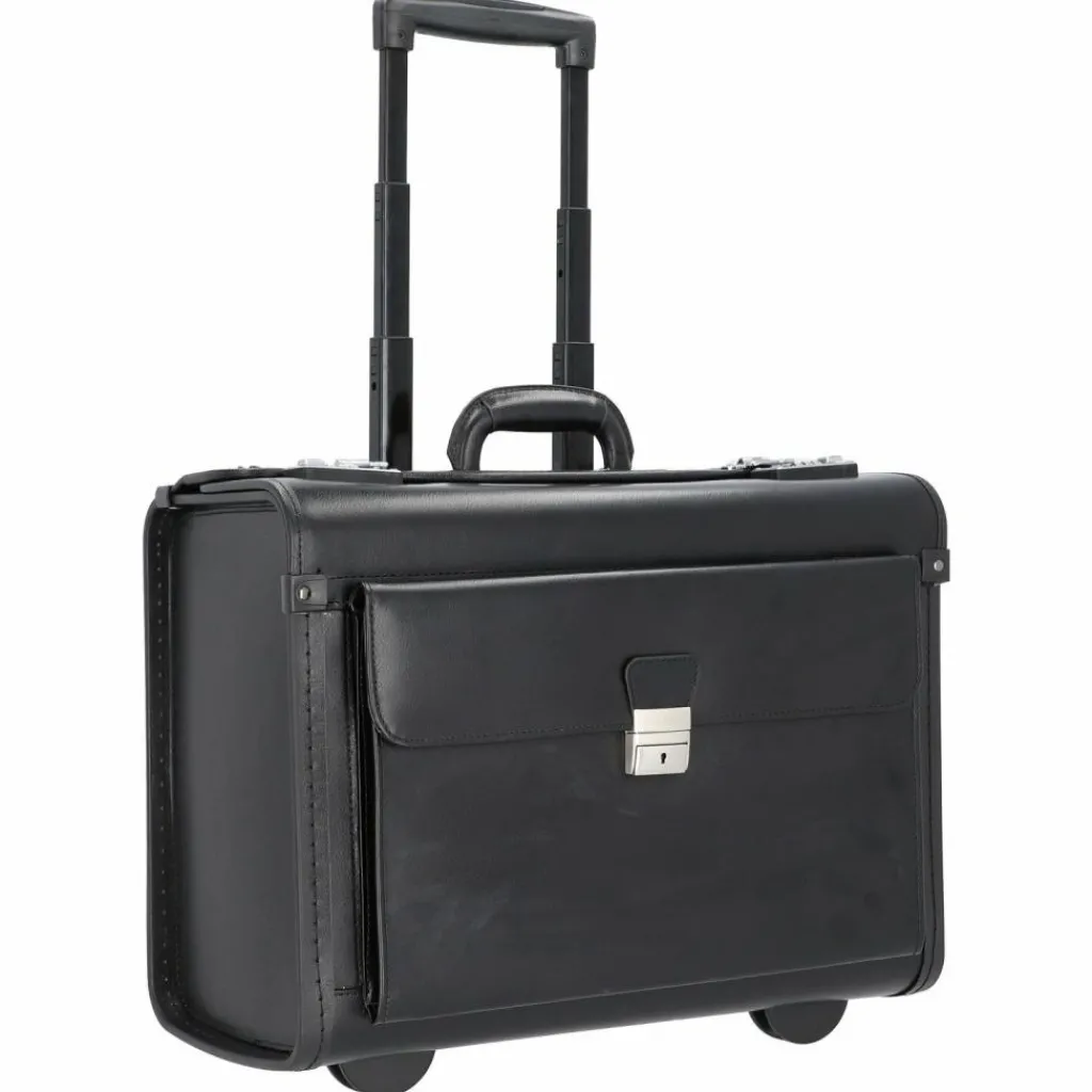 Discount Alassio 2-Rollen Pilotenkoffer Leder 48 cm Laptopfach schwarz