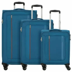Discount American Tourister Blazing Ride 4 Rollen Kofferset 3-teilig mit Dehnfalte teal-orange