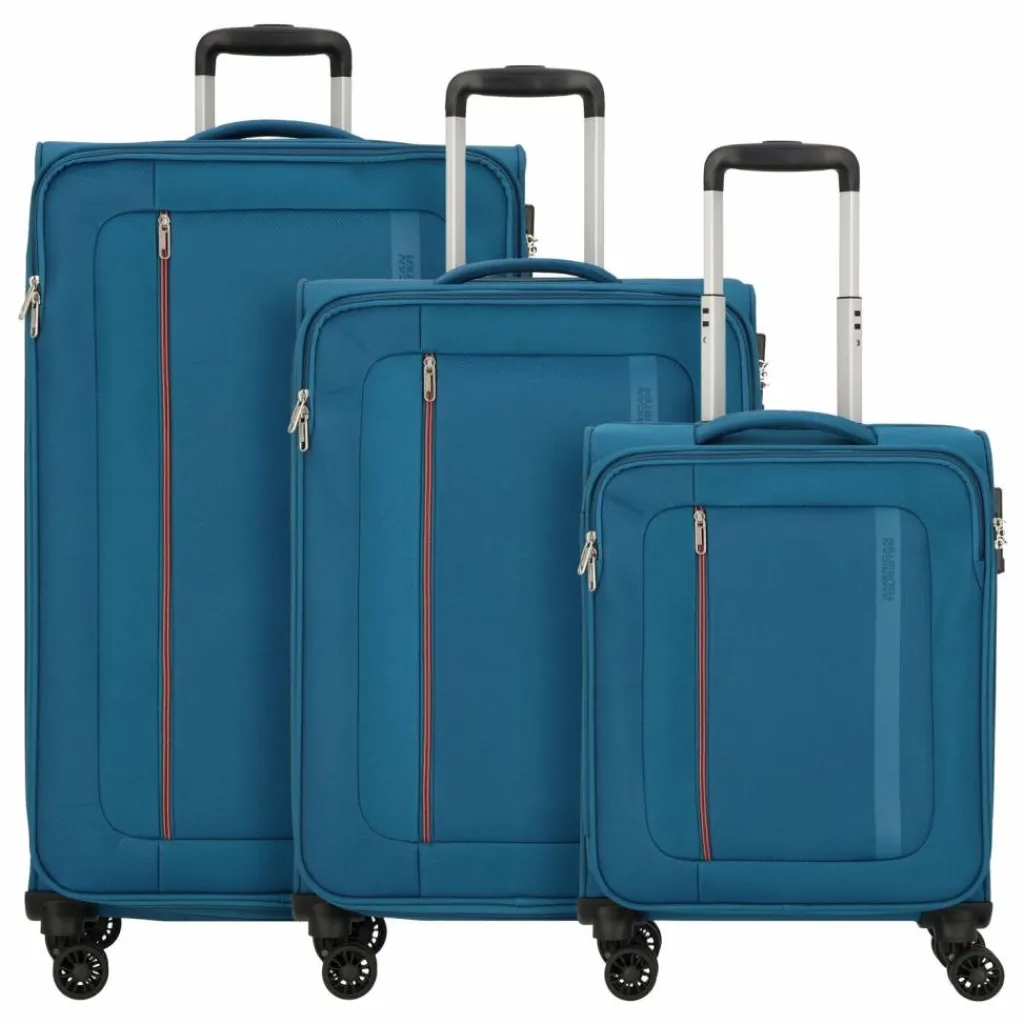 Discount American Tourister Blazing Ride 4 Rollen Kofferset 3-teilig mit Dehnfalte teal-orange