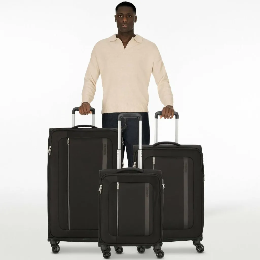 American Tourister Koffersets Als Weichgepäck|Koffersets 3-Teilig<Blazing Ride 4 Rollen Kofferset 3-teilig mit Dehnfalte black-grey