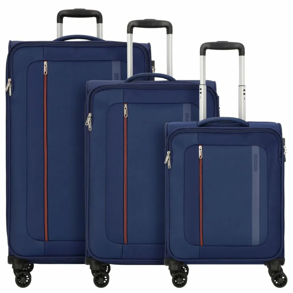 American Tourister Koffersets Als Weichgepäck|Koffersets 3-Teilig<Blazing Ride 4 Rollen Kofferset 3-teilig mit Dehnfalte navy-orange