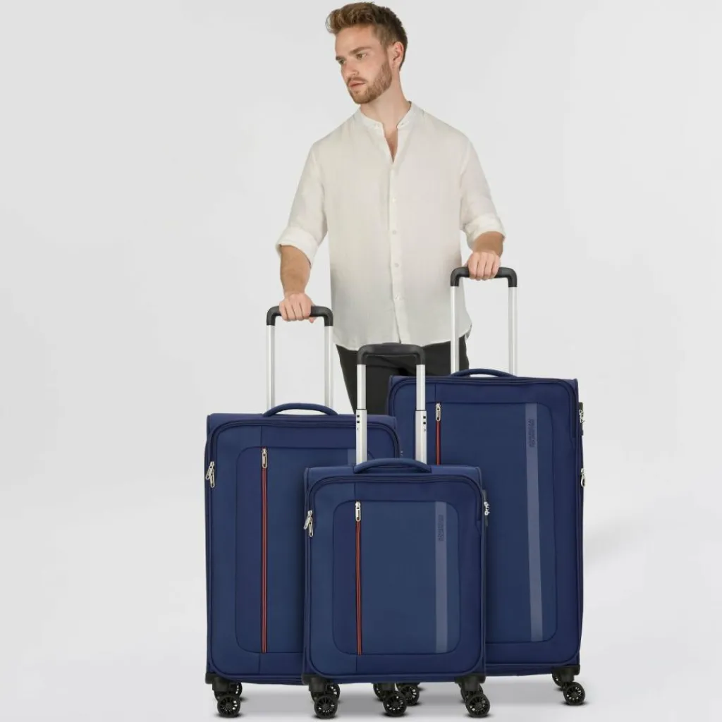 American Tourister Koffersets Als Weichgepäck|Koffersets 3-Teilig<Blazing Ride 4 Rollen Kofferset 3-teilig mit Dehnfalte navy-orange