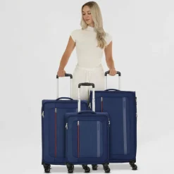 American Tourister Koffersets Als Weichgepäck|Koffersets 3-Teilig<Blazing Ride 4 Rollen Kofferset 3-teilig mit Dehnfalte navy-orange