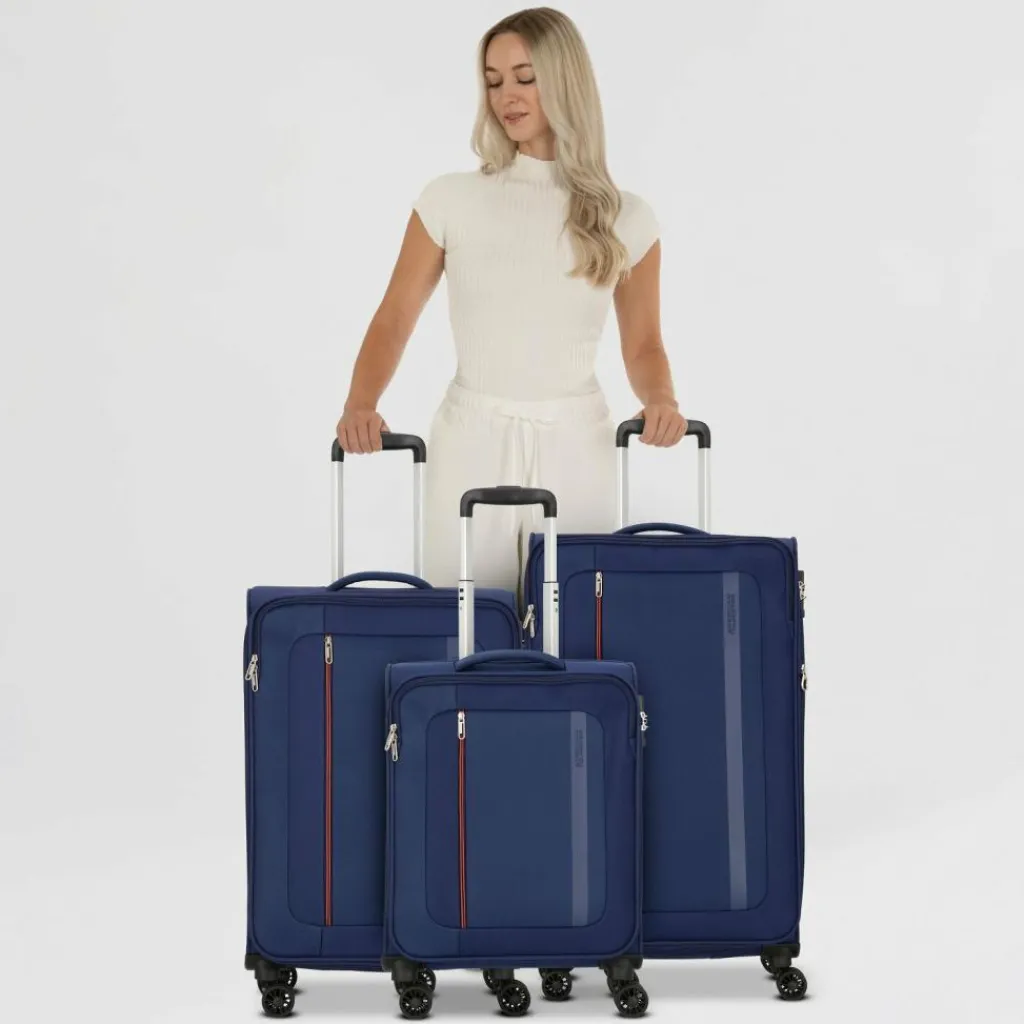 American Tourister Koffersets Als Weichgepäck|Koffersets 3-Teilig<Blazing Ride 4 Rollen Kofferset 3-teilig mit Dehnfalte navy-orange