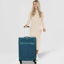 Clearance American Tourister Deep Dive 4 Rollen Trolley 67 cm mit Dehnfalte teal-lime