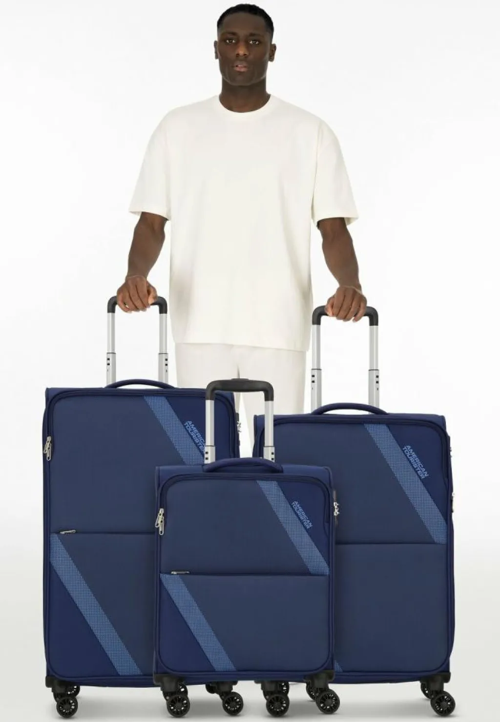 American Tourister Koffersets Als Weichgepäck|Koffersets 3-Teilig<Star Max 4 Rollen Kofferset 3-teilig mit Dehnfalte navy-blue