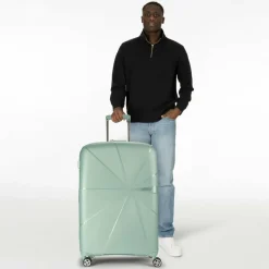 American Tourister 4-Rollen Koffer|Hartgepäck<Starvibe 4 Rollen Trolley 77 cm mit Dehnfalte metallic surf blue