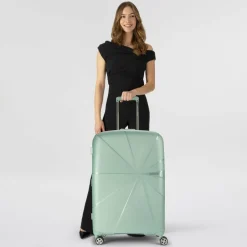 American Tourister 4-Rollen Koffer|Hartgepäck<Starvibe 4 Rollen Trolley 77 cm mit Dehnfalte metallic surf blue