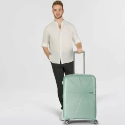 Hot American Tourister Starvibe 4 Rollen Trolley 67 cm mit Dehnfalte metallic surf blue
