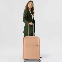 American Tourister Hartgepäck|4-Rollen Koffer<Starvibe 4 Rollen Trolley 67 cm mit Dehnfalte metallic peach