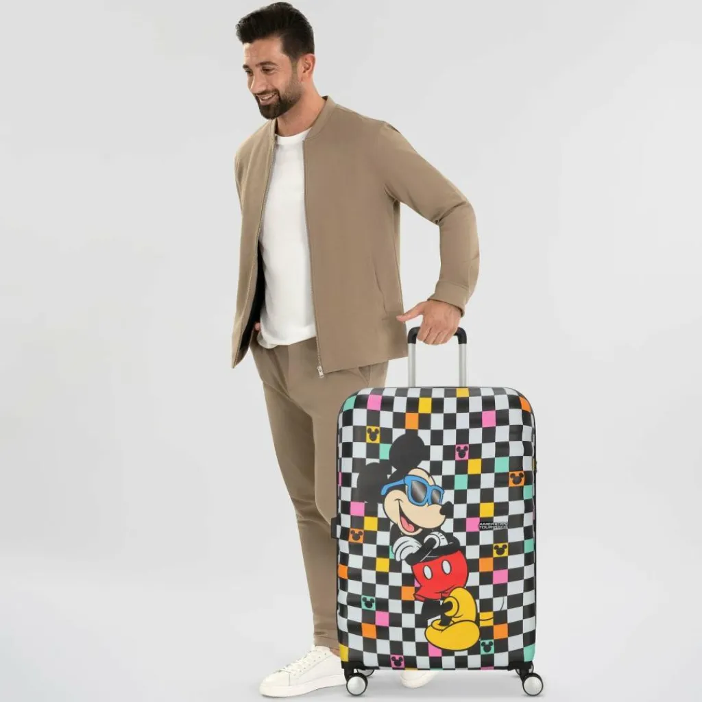 American Tourister 4-Rollen Koffer|Hartgepäck<Wavebreaker Disney 4 Rollen Trolley 77 cm mickey check