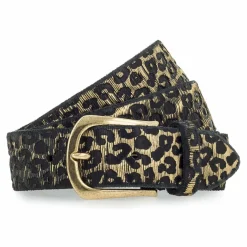 b.belt Damengürtel<Gürtel Leder black-gold