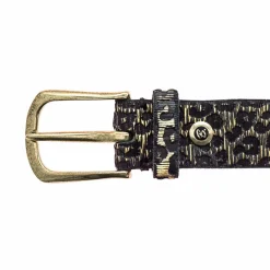 b.belt Damengürtel<Gürtel Leder black-gold