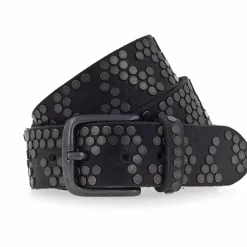 Discount b.belt Nietengürtel Leder schwarz