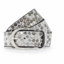 Outlet b.belt Nietengürtel Leder offwhite