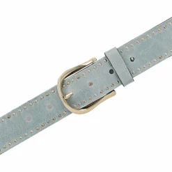 New b.belt Nietengürtel Leder aqua-blau