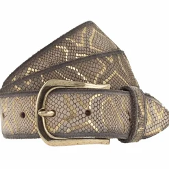 b.belt Damengürtel<Sabia Gürtel Leder vanille/gold metallic