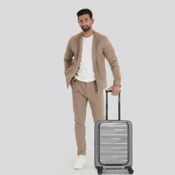 Bergpfeil Hartgepäck Kabinengepäck|4-Rollen Kabinentrolleys<Travel 4 Rollen Kabinentrolley 55 cm Laptopfach mit Dehnfalte arctic silver metallic