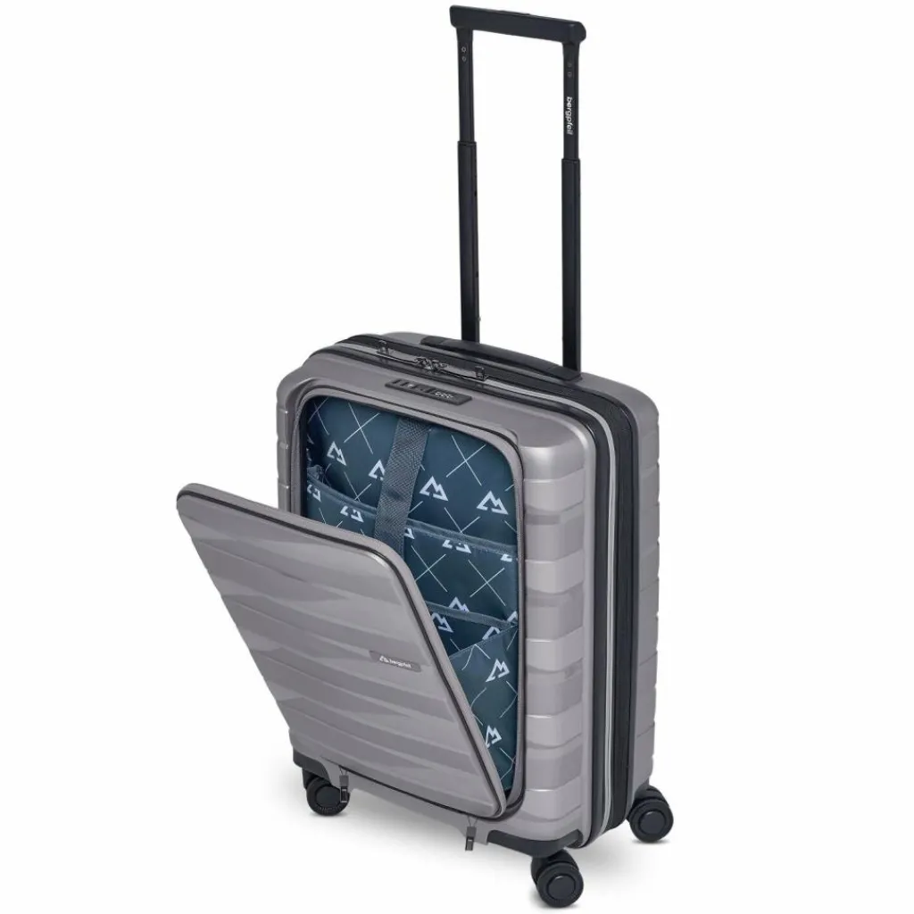 Bergpfeil Hartgepäck Kabinengepäck|4-Rollen Kabinentrolleys<Travel 4 Rollen Kabinentrolley 55 cm Laptopfach mit Dehnfalte arctic silver metallic