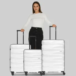 New Bergpfeil Travel 4-Rollen Kofferset 3-tlg. mit Dehnfalte ice white metallic