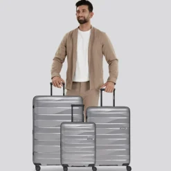 Hot Bergpfeil Travel 4-Rollen Kofferset 3-tlg. mit Dehnfalte arctic silver metallic