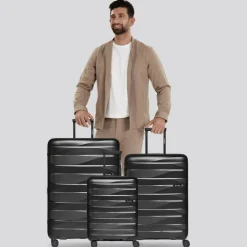 Bergpfeil Koffersets Als Hartgepäck|Koffersets 3-Teilig<Travel 4-Rollen Kofferset 3-tlg. mit Dehnfalte black night metallic