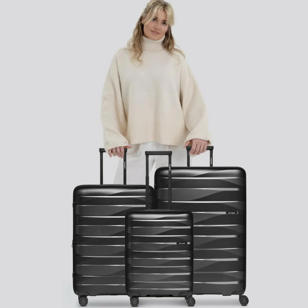 Bergpfeil Koffersets Als Hartgepäck|Koffersets 3-Teilig<Travel 4-Rollen Kofferset 3-tlg. mit Dehnfalte black night metallic