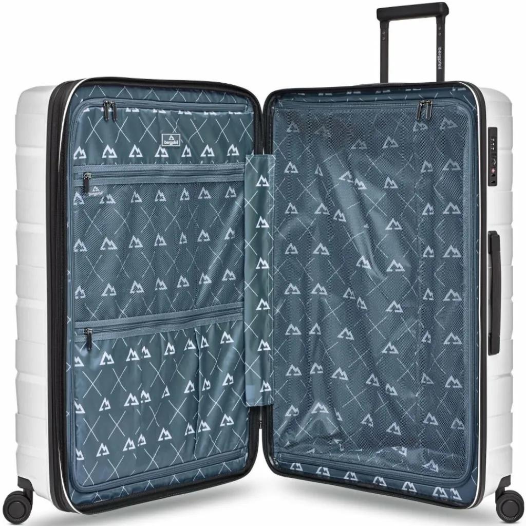 Best Bergpfeil Travel 4-Rollen Trolley L 75 cm mit Dehnfalte ice white metallic
