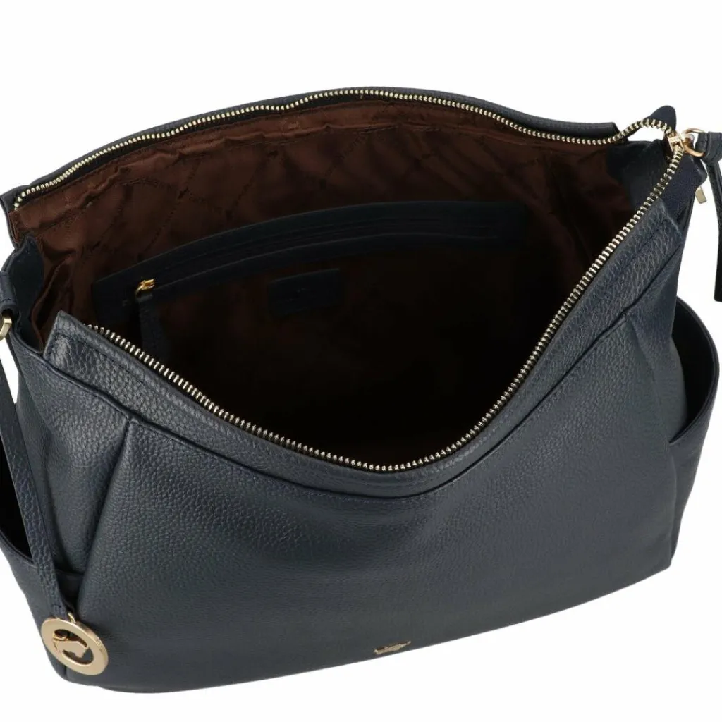 Hot Braun Büffel Hanna Schultertasche Leder 35 cm navy