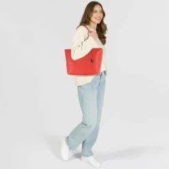 Online Braun Büffel Hanna Shopper Tasche Leder 43 cm rot
