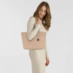 Hot Braun Büffel Hanna Shopper Tasche Leder 43 cm creme