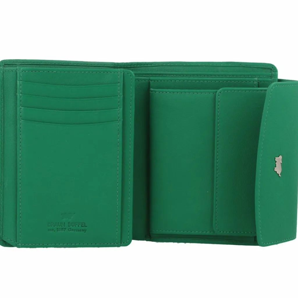 Braun Büffel Damengeldbörsen Querformat<Joy Geldbörse RFID Schutz Leder 12 cm fern green