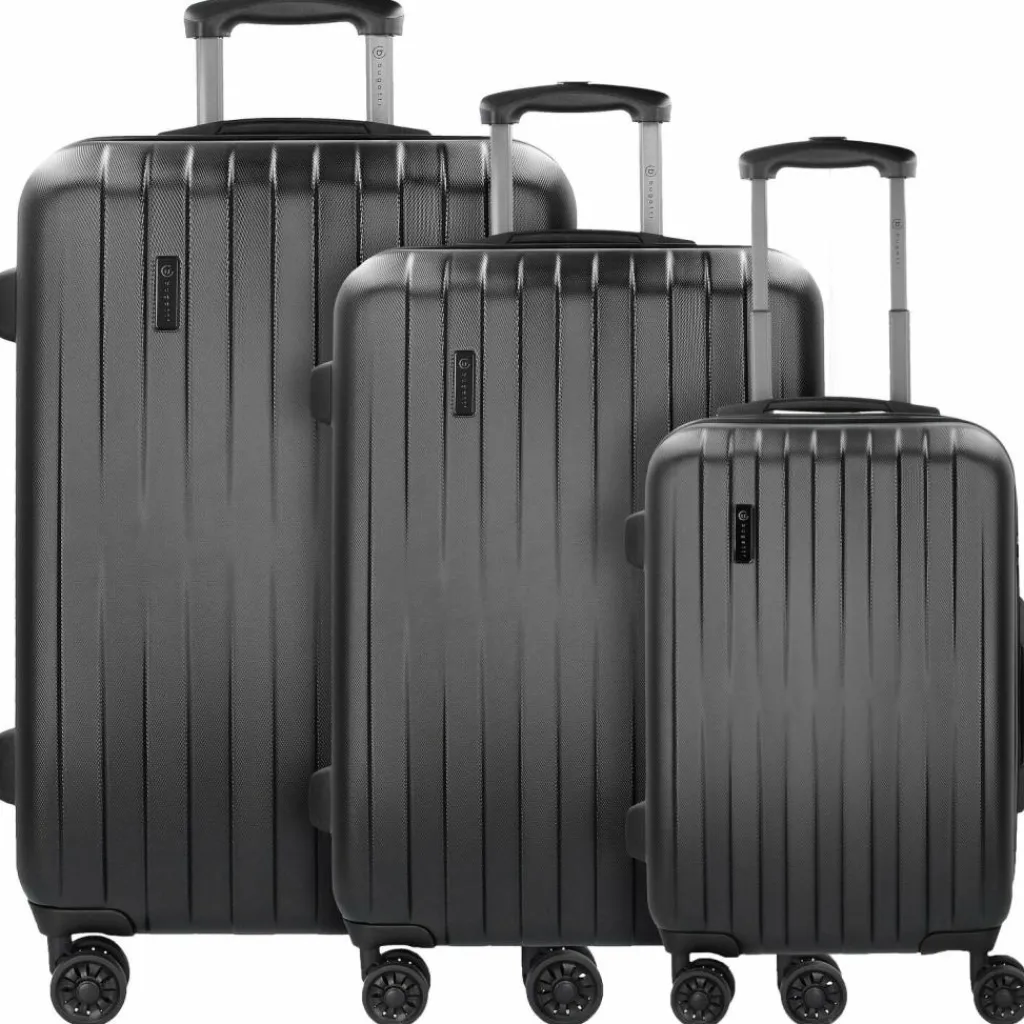 bugatti Lima 2.0 FL 4-Rollen Kofferset 3tlg mit Doppelrollen schwarz