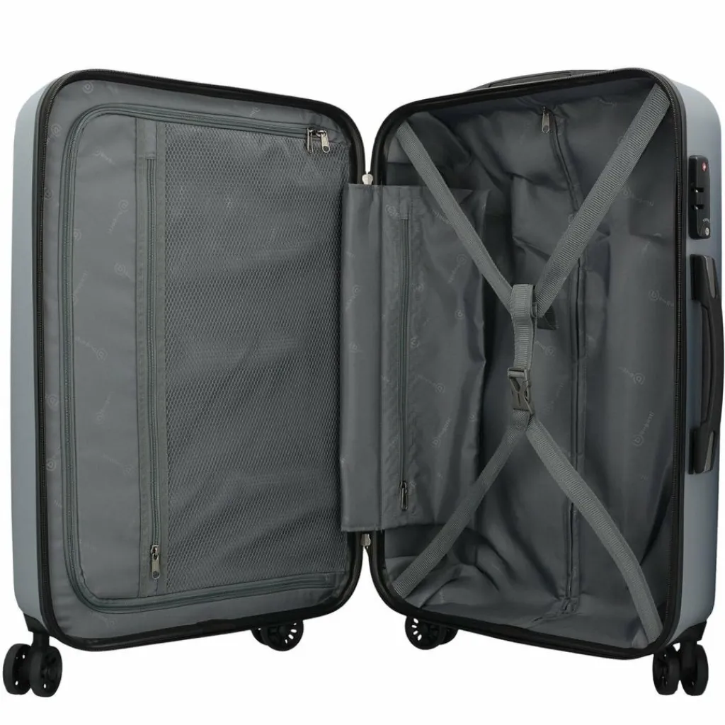 Discount bugatti Lima 2.0 4-Rollen Trolley 66 cm mit Doppelrollen silberfarben